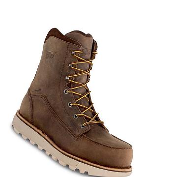 Red Wing Traction Tred Lite 8-inch Safety Toe Men's Waterproof Boots Brown | ZA 55PJJ